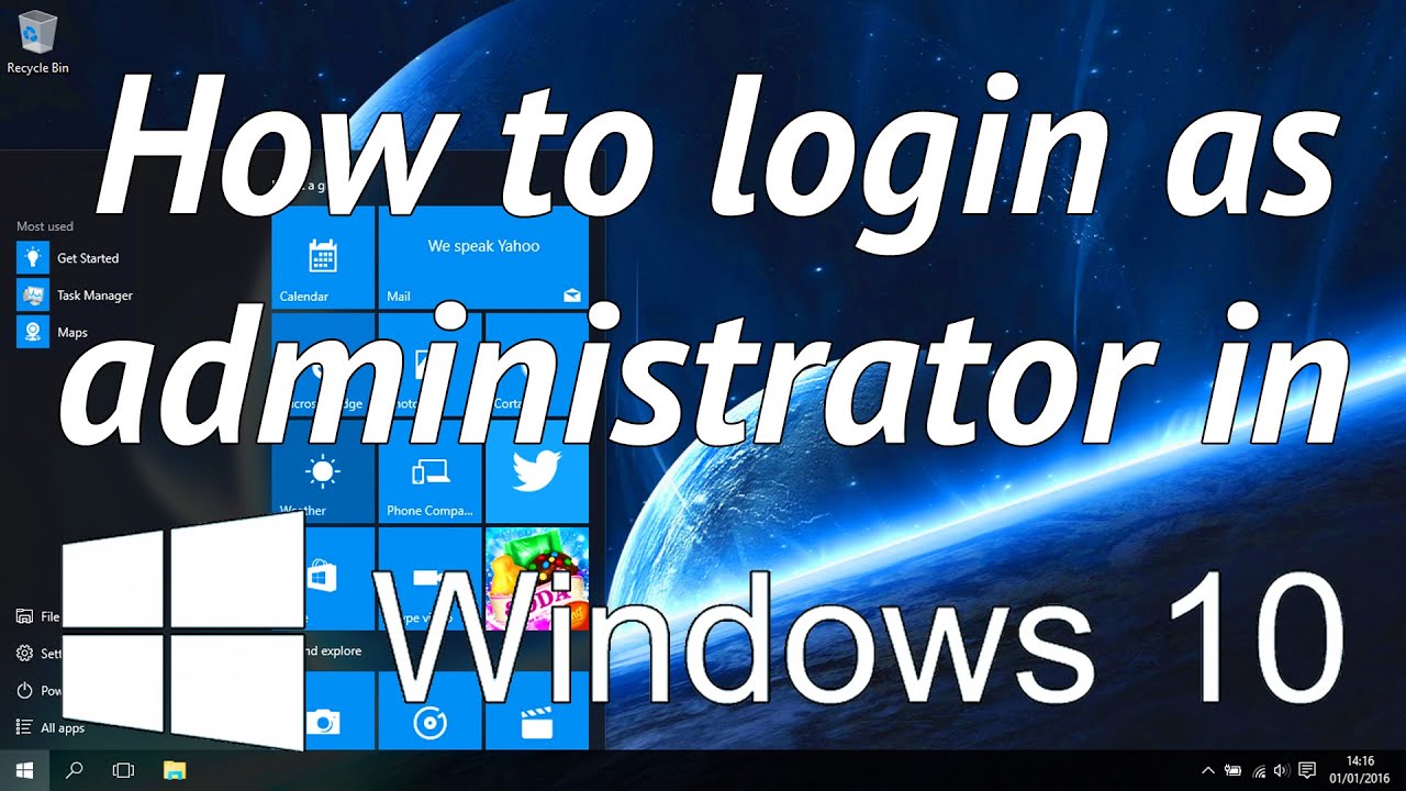 log on as administrator windows 10
